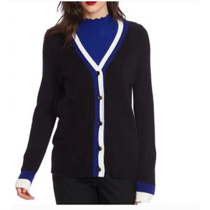 COURT & ROWE Black Kenmare Merino Wool Blend Grandpa Cardigan XS